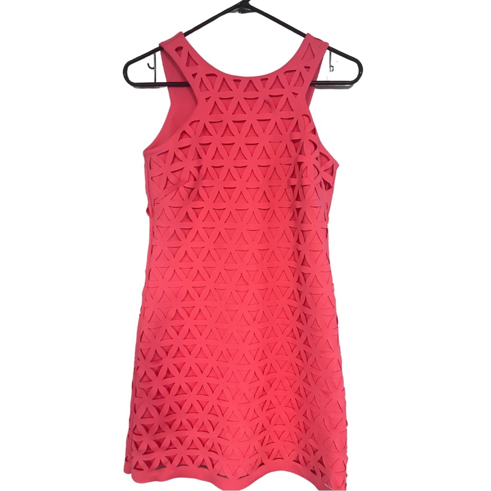 Lilly Pulitzer Mango Pink Sun Ray Daisy Laser Cut Scuba Ponte Shift Dress XS